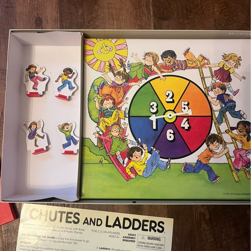 Hasbro Retro Series Chutes and Ladders Game - Blue and Green - Picture 4 of 4